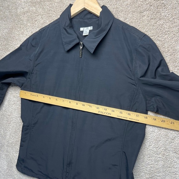 Halogen Black Zip Up Collared Lightweight Jacket Moto Career Women's Medium - Picture 6 of 11